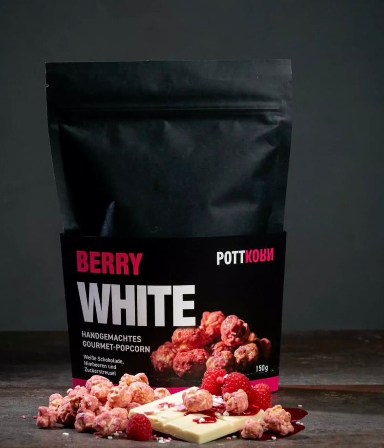 POTTKORN - Berry White - Popcorn mit weisser Schoki und Himbeeren