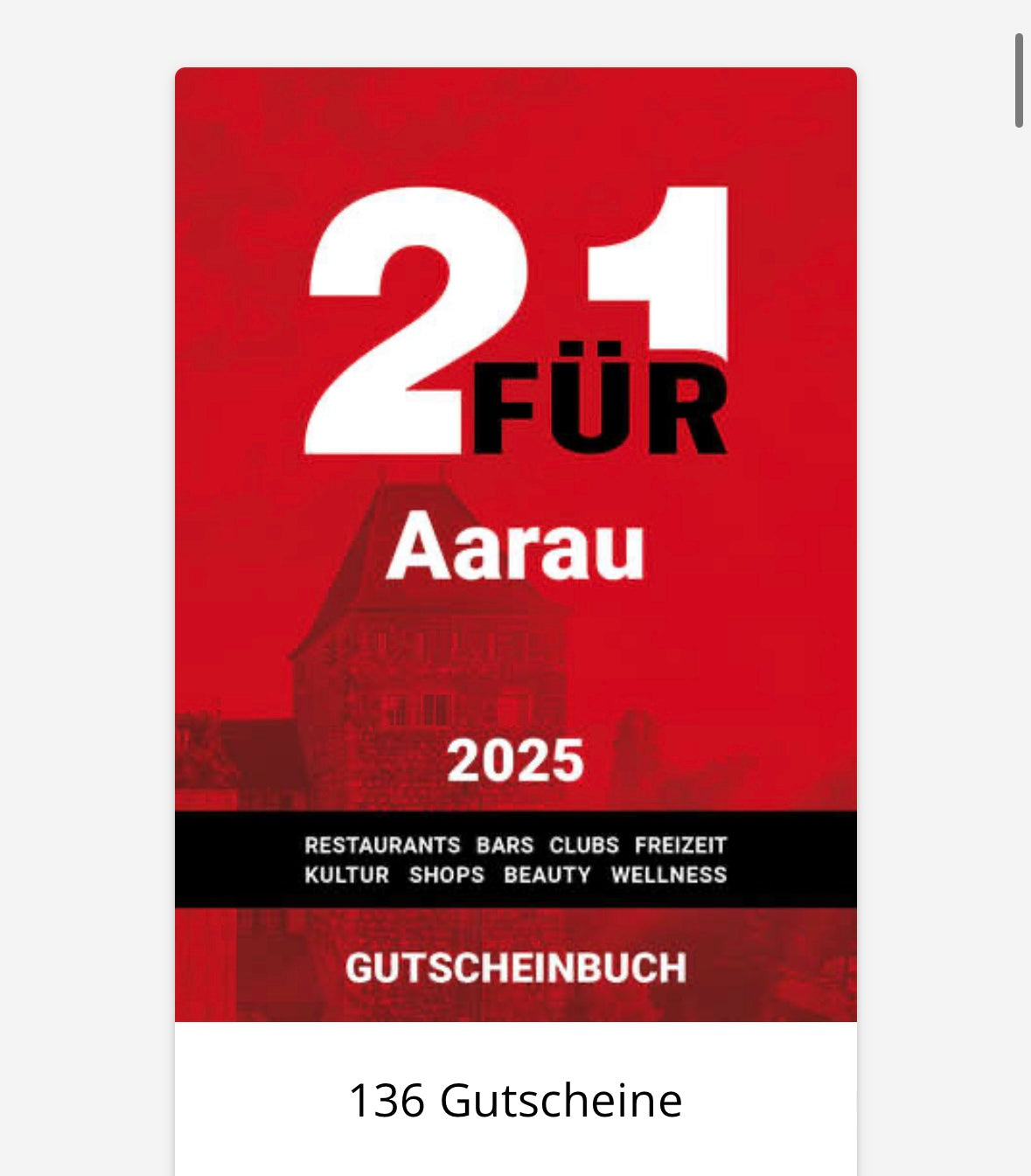 2für1 Gutscheinbuch - Jetzt kaufen, ab 1.12. bereits zu zweit geniessen.