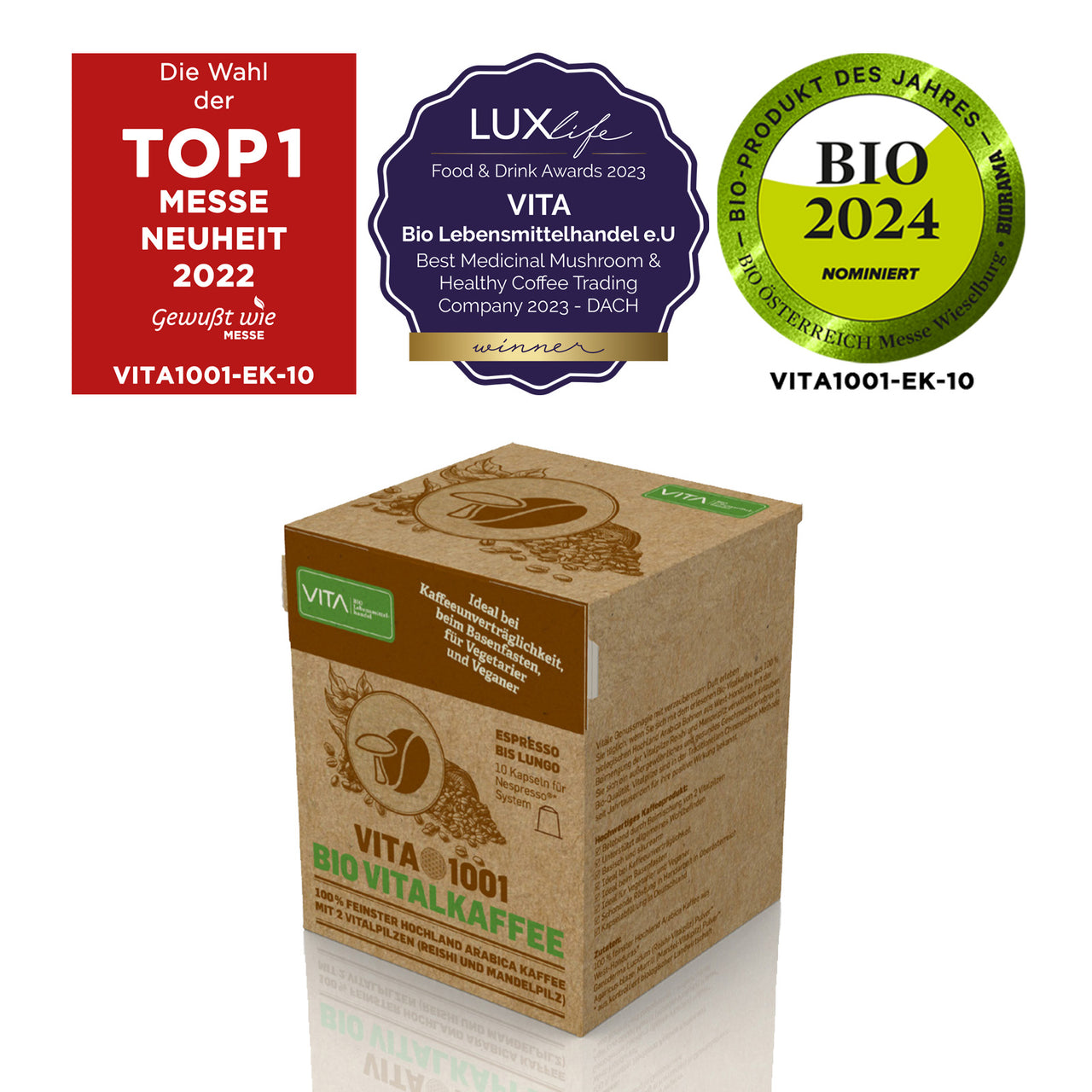 VITA1001-EK-10 - Bio Vitalkaffee (PREMIUM REISHI-Kaffee) – Holzkapseln