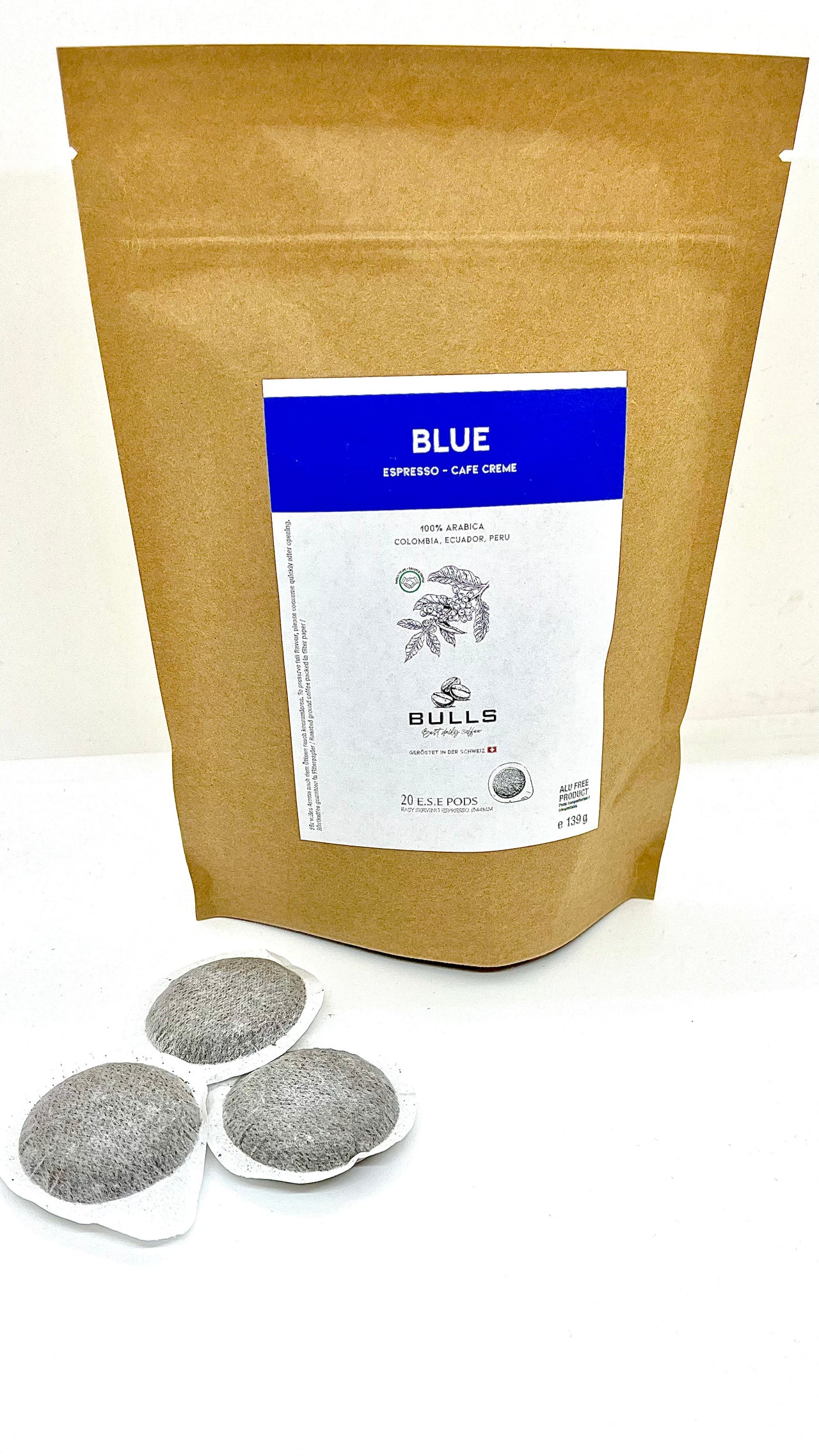 BULLS BLUE - Espresso bis Lungo - 20 Kaffeepods/-pads