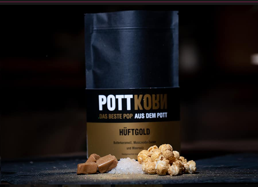 POTTKORN - HÜFTGOLD, Popcorn mit Butterkaramell und Meersalz