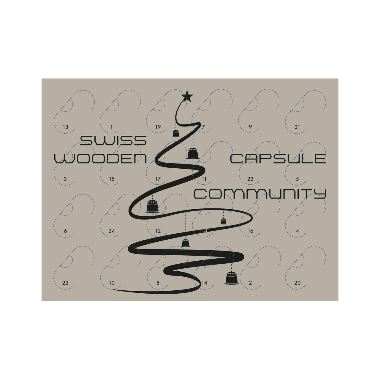 Biologisch abbaubarer Holz- und Maiskapsel Adventskalender